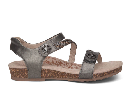 Aetrex Jillian Braided Backstrap Sandal (Women) - Gunmetal on Sale