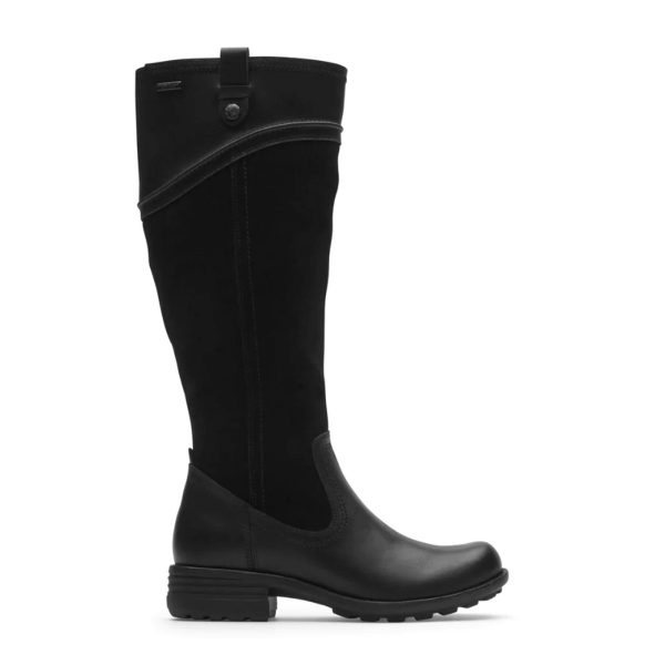 Cobb Hill Brunswick Waterproof Tall Boot (Women) - Black Leather Suede Fashion