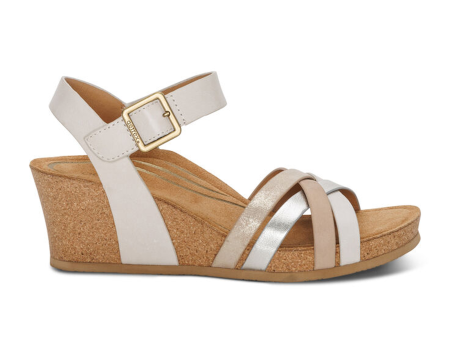 Aetrex Noelle Wedge Sandal (Women) - Ivory For Sale