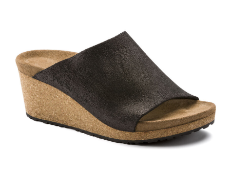 Birkenstock Namica Narrow Wedge Sandal (Women) - Washed Metallic Antique Black Suede Sale