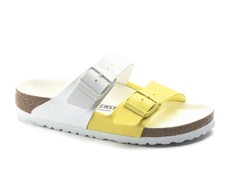 Birkenstock Arizona Split Slide Sandal (Women) - White Lime Sour Birko-Flor For Sale