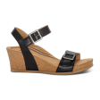 Aetrex Lexa Wedge Sandal (Women) - Black Leather Online Hot Sale