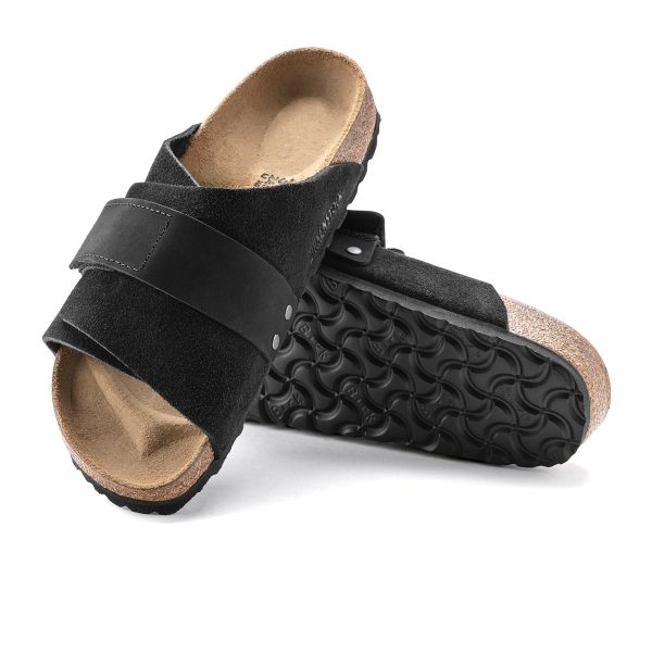 Birkenstock Kyoto Slide Sandal (Men) - Black Suede Black Nubuck For Discount