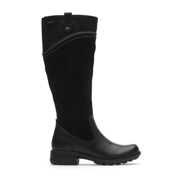 Cobb Hill Brunswick Wide Calf Waterproof Tall Boot (Women) - Black Leather Suede Cheap