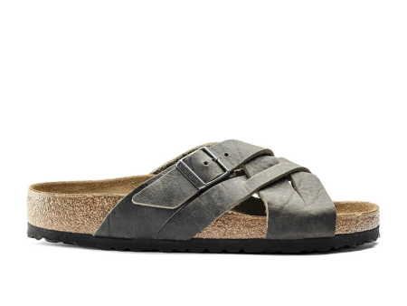 Birkenstock Lugano Slide Sandal (Men) - Camberra Faded Khaki Oiled Leather Online