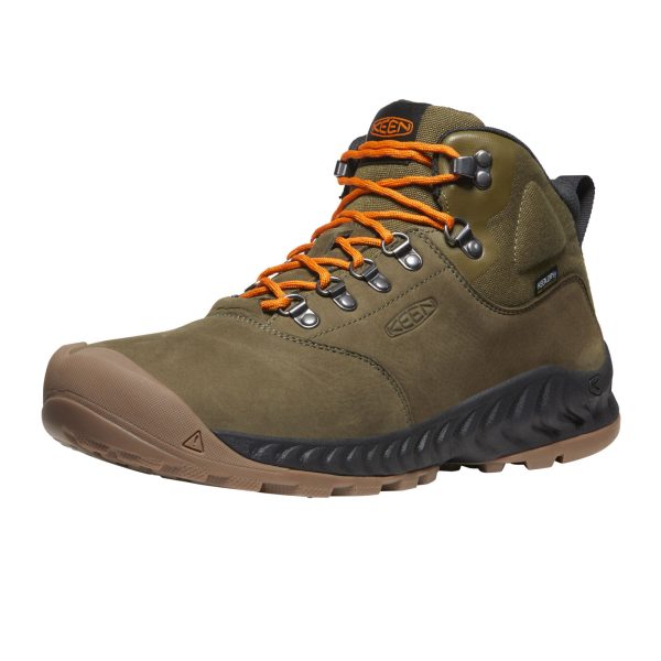 Keen NXIS Explorer Mid Waterproof Hiking Boot (Men) - Dark Olive Black Discount