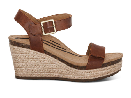 Aetrex Sydney Wedge Sandal (Women) - Walnut Hot on Sale