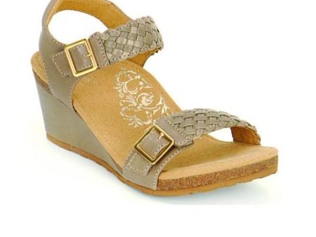 Aetrex Grace Wedge Sandal (Women) - Taupe Leather For Sale