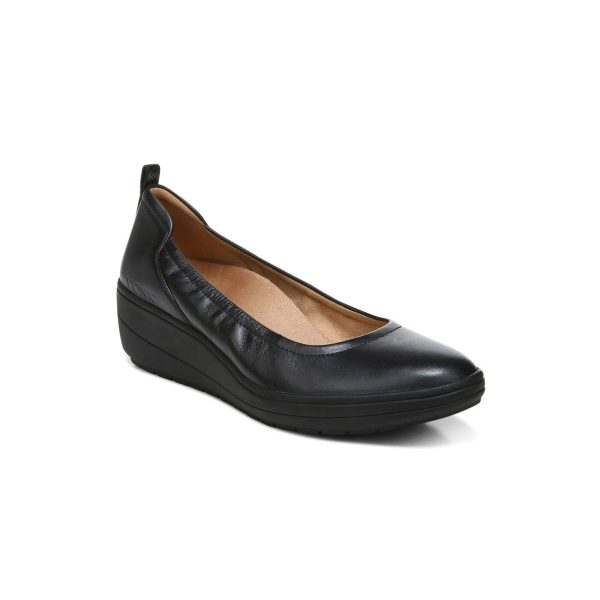 Vionic Jacey Slip On Wedge (Women) - Black Black Leather For Cheap