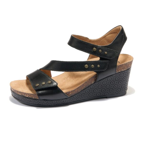 Halsa Giselle Wedge Sandal (Women) - Black on Sale