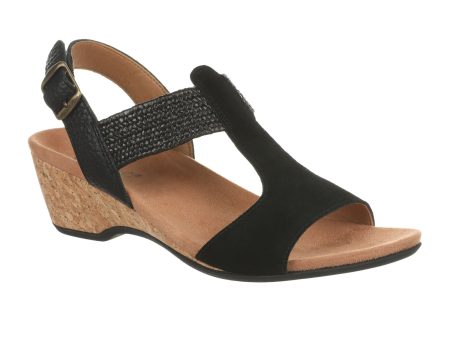 Vionic Kaytie Wedge Sandal (Women) - Black Suede Discount