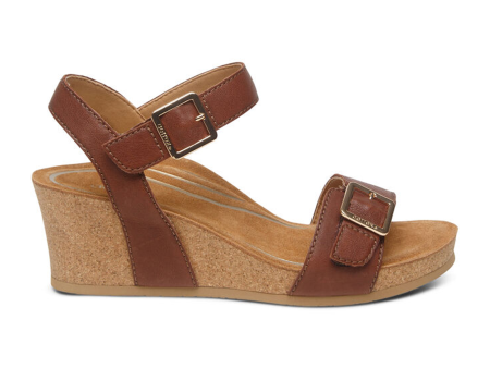 Aetrex Lexa Wedge Sandal (Women) - Walnut Sale