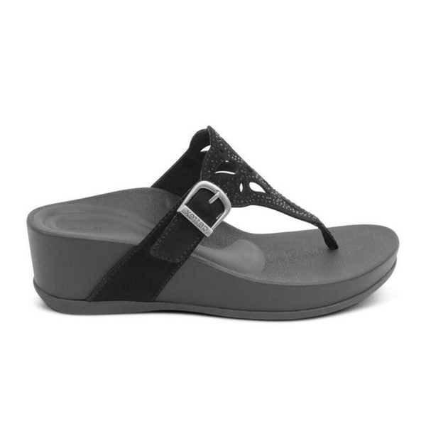 Aetrex Tasha Wedge Sandal (Women) - Black For Cheap