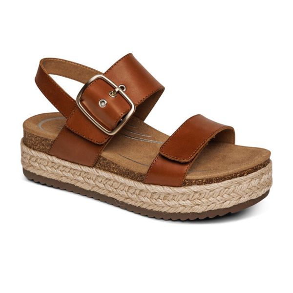 Aetrex Vania Platform Sandal (Women) - Cognac For Discount