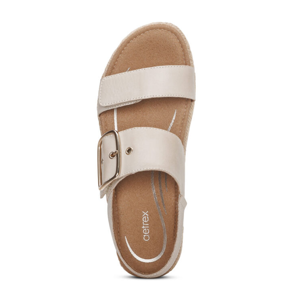 Aetrex Vania Platform Sandal (Women) - Cream Hot on Sale