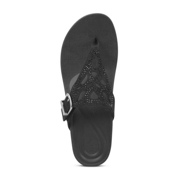 Aetrex Tasha Wedge Sandal (Women) - Black For Cheap