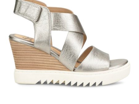 Sofft Uxley Wedge Sandal (Women) - Grey Gold For Sale