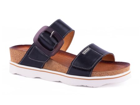 Pikolinos Menorca W6E-0596 Slide Sandal (Women) - Black Leather Hot on Sale