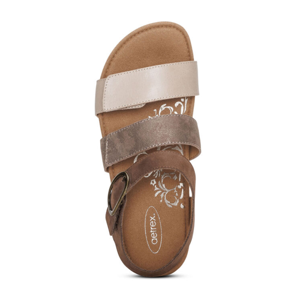 Aetrex Lilly Backstrap Sandal (Women) - Taupe Online now