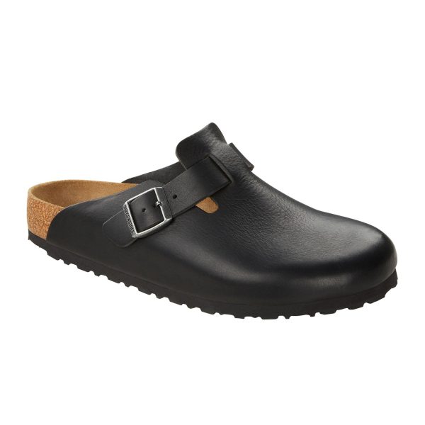 Birkenstock Boston Grip Clog (Men) - Vintage Wood Black Leather Supply