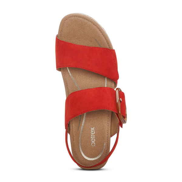 Aetrex Ashley Wedge Sandal (Women) - Poppy Suede For Discount