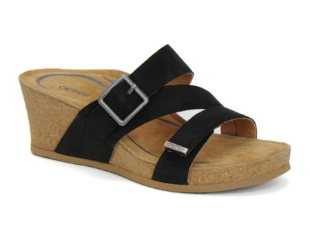 Aetrex Kimmy Wedge Sandal (Women) - Black Hot on Sale