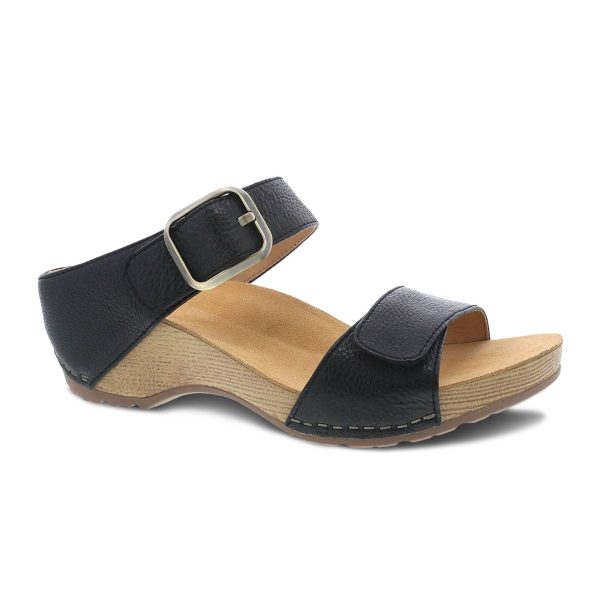 Dansko Tanya Wedge Sandal (Women) - Black Milled Burnished Discount