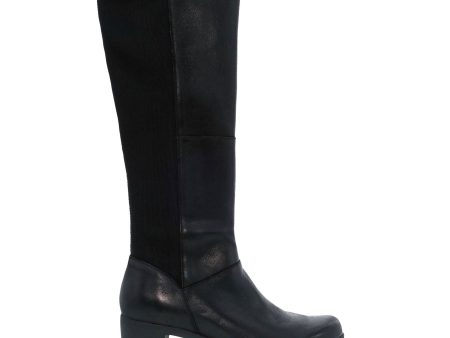 Dansko Celestine Tall Boot (Women) - Black Burnished Nubuck Hot on Sale