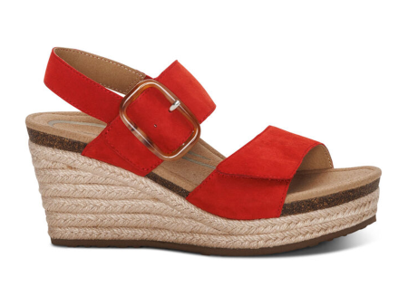 Aetrex Ashley Wedge Sandal (Women) - Poppy Suede For Discount