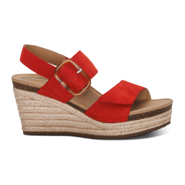 Aetrex Ashley Wedge Sandal (Women) - Poppy Suede For Discount