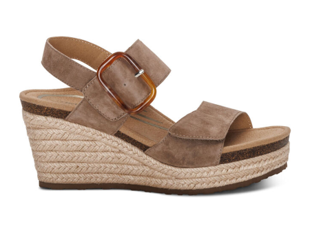 Aetrex Ashley Wedge Sandal (Women) - Taupe Suede Online