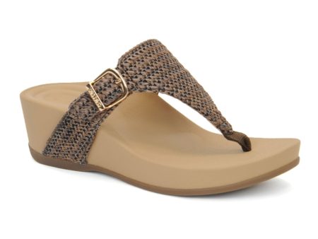 Aetrex Kate Wedge Sandal (Women) - Brown Woven For Cheap