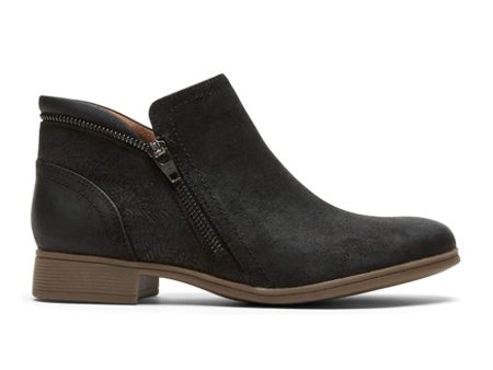 Cobb Hill Crosbie Zip Ankle Boot (Women) - Black Leather Hot on Sale