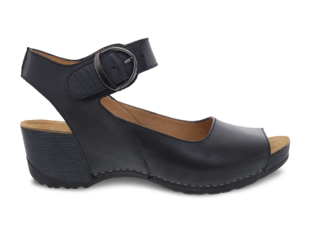 Dansko Tiana Wedge Sandal (Women) - Black Burnished Calf Online Hot Sale