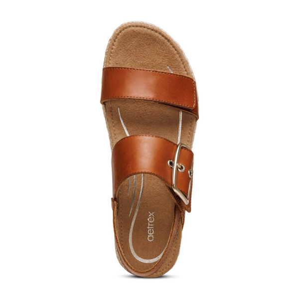 Aetrex Vania Platform Sandal (Women) - Cognac For Discount