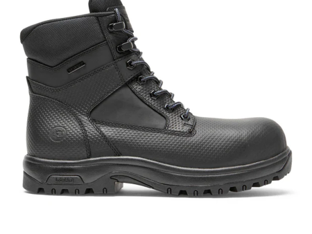 Dunham 8000 Works 6  Safety Boot (Men) - Black Textured Leather on Sale