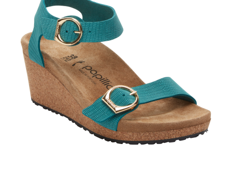 Birkenstock Soley Narrow Wedge Sandal (Women) - Embossed Biscay Bay Nubuck Sale