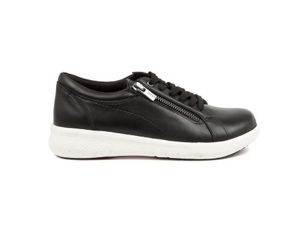 Ziera Solar XF Sneaker (Women) - Black Leather White Outsole Supply