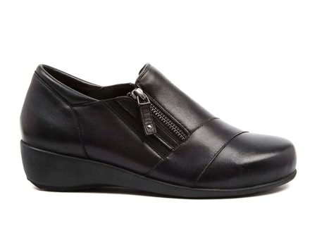 Ziera Sage Extra Wide Slip On (Women) - Black Leather Online