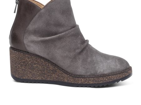 Aetrex Kara Ankle Wedge Boot (Women) - Charcoal For Cheap