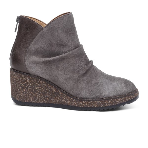 Aetrex Kara Ankle Wedge Boot (Women) - Charcoal For Cheap