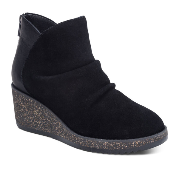 Aetrex Kara Ankle Wedge Boot (Women) - Black on Sale